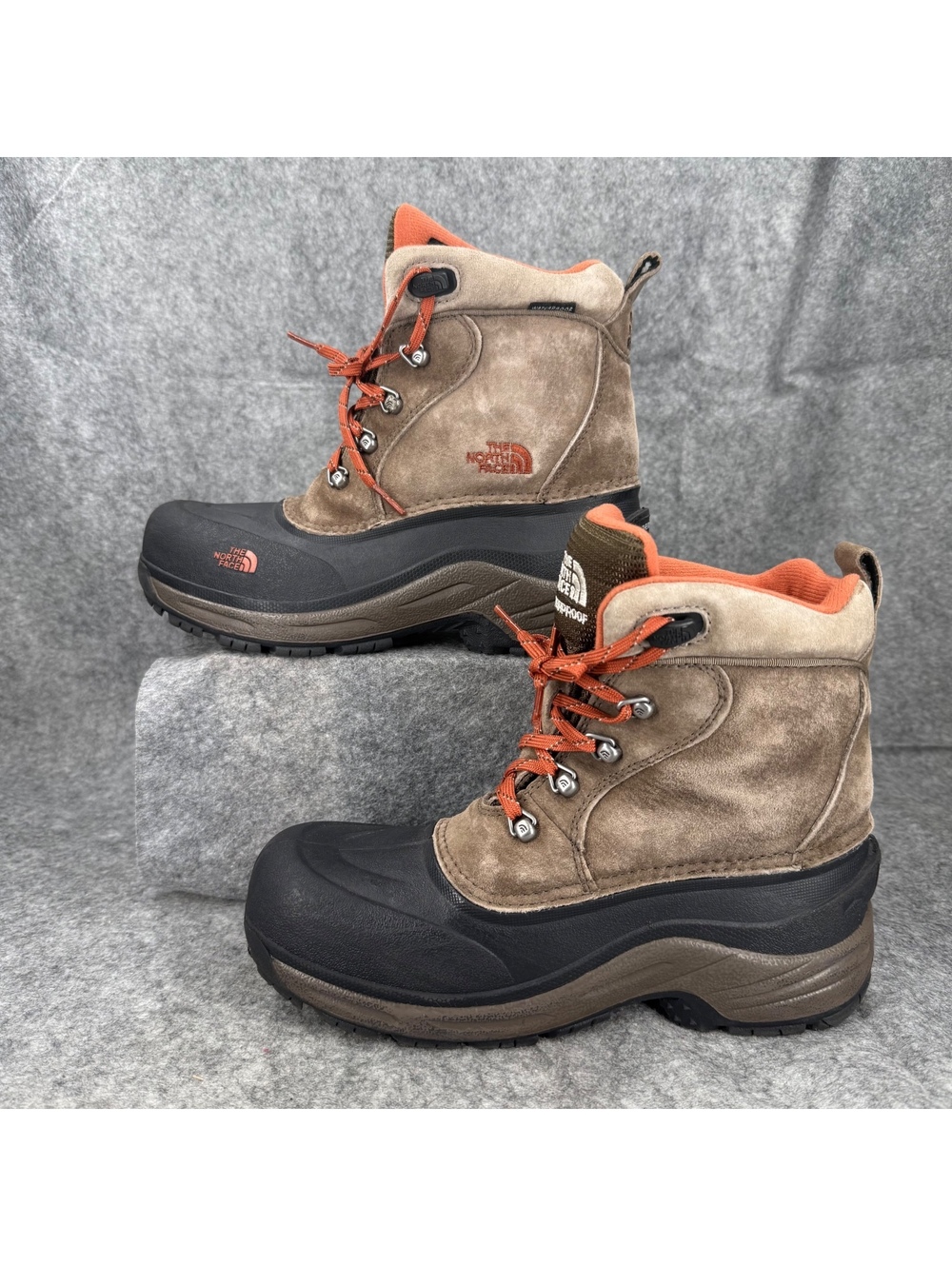 The North Face Chilkat Lace II Waterproof Leather Boots Insulated Brown Boy’s 6